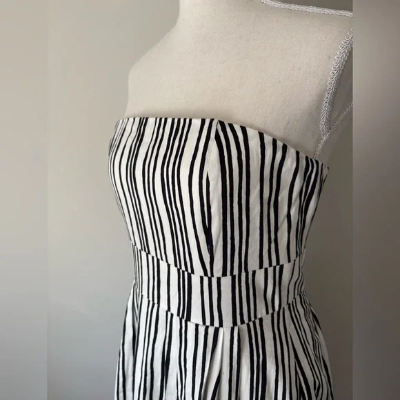 Club Monaco Aviva Strapless Black White Stripe Midi Dress NWT - Picture 7 of 13